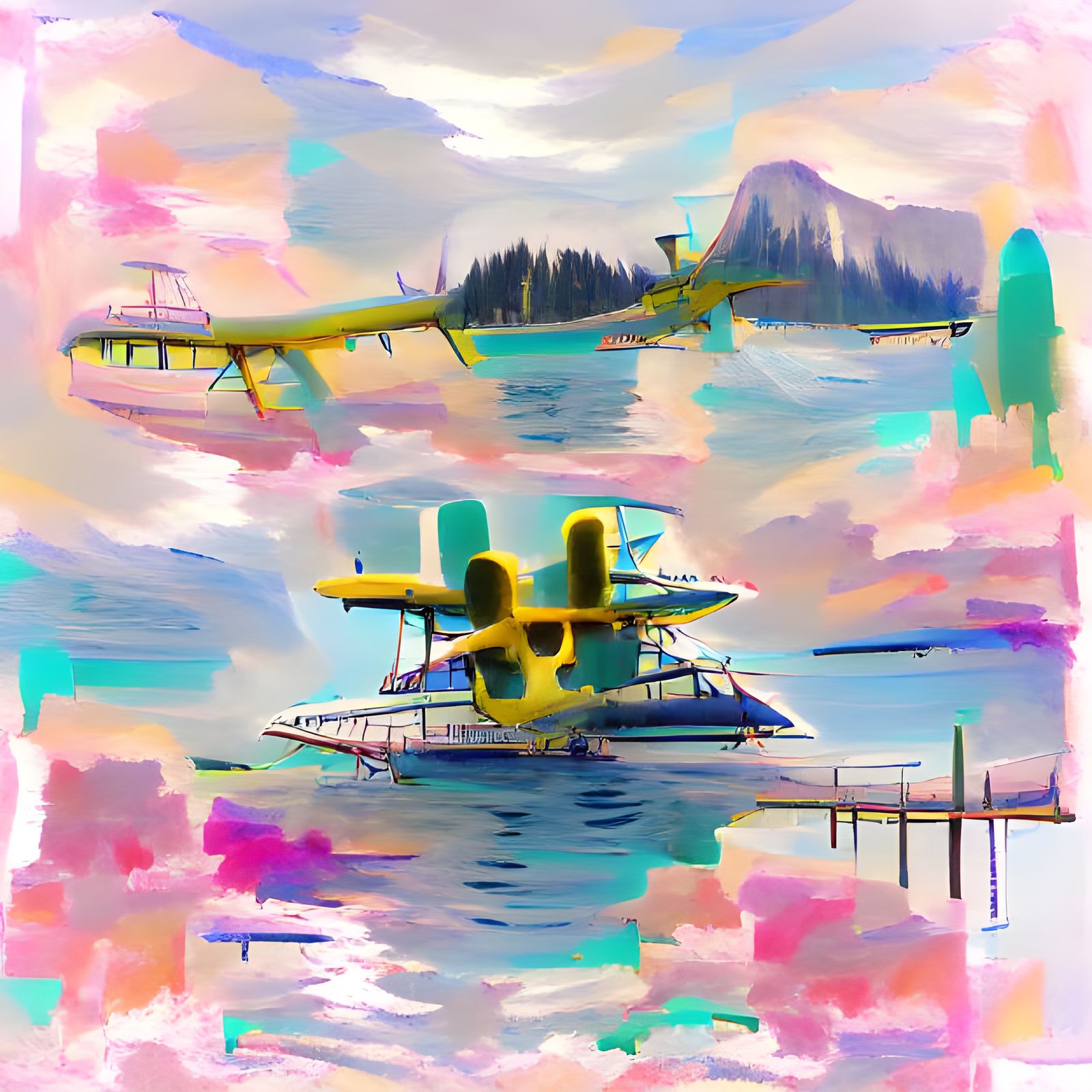 Seaplane Gliding Over Water
