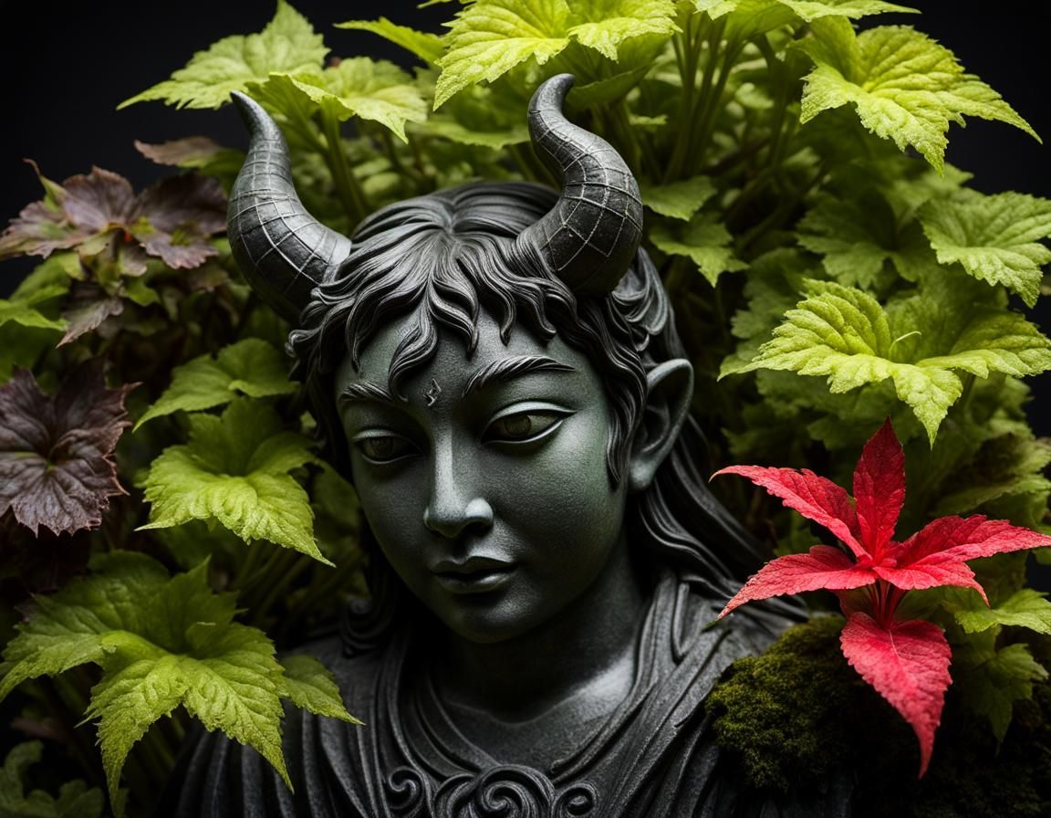 Crying Devil Figure in Embossed Soapstone