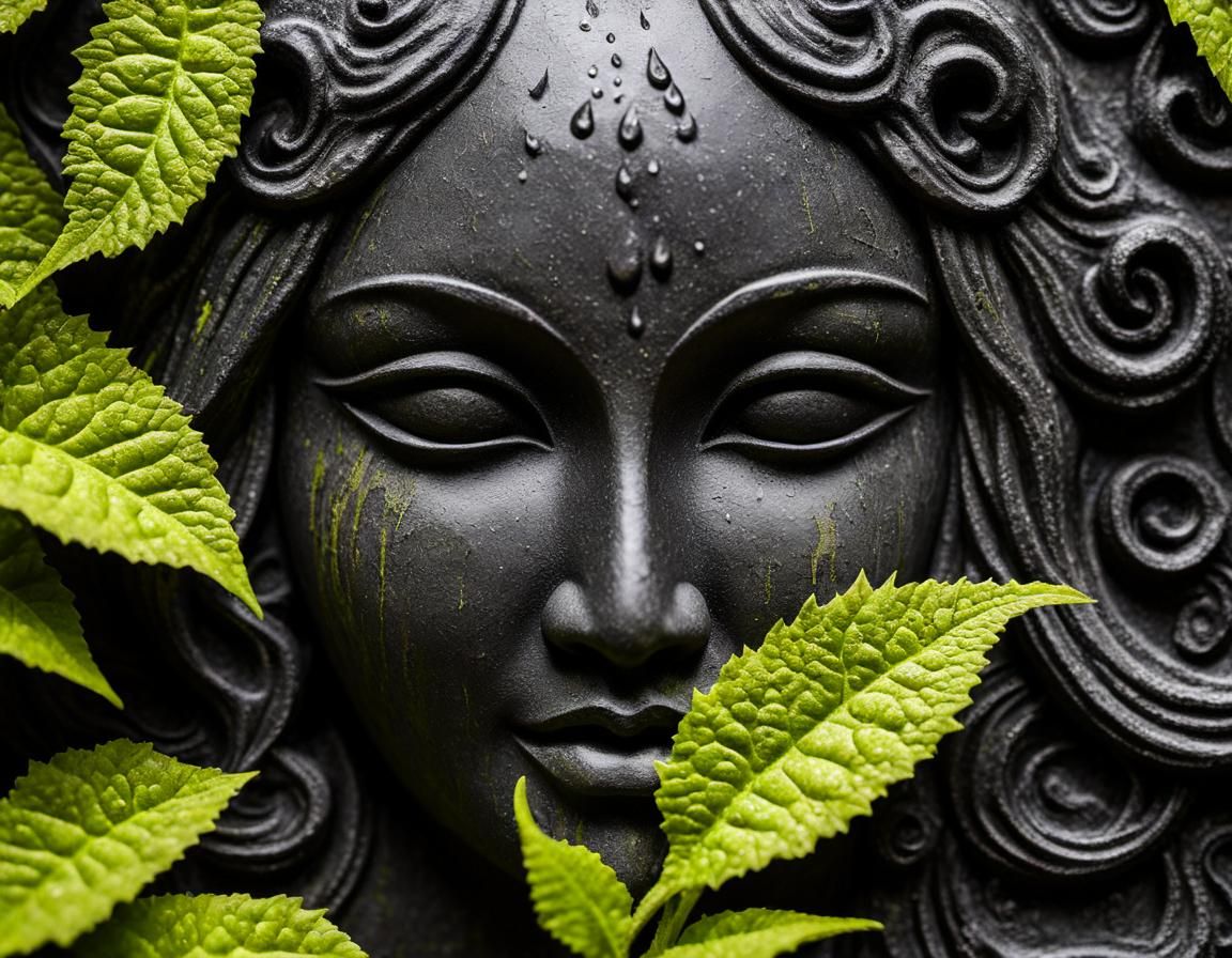 Crying Devil Figure in Embossed Soapstone