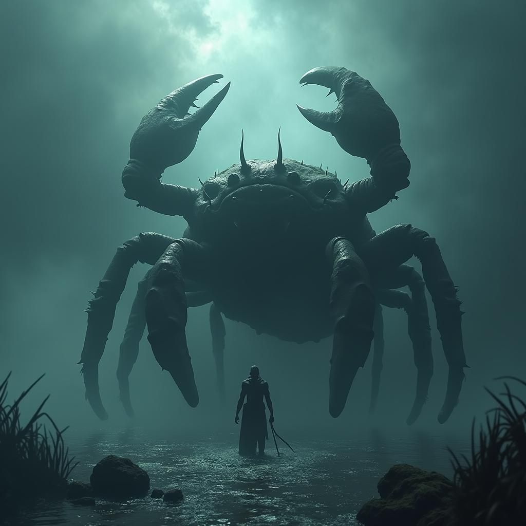 Colossal Dark Fantasy Hybrid Creature Concept Art