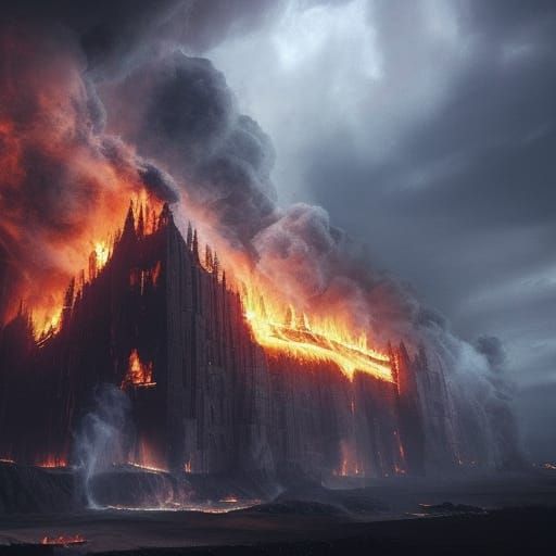 Dramatic Fire Digital Matte Painting
