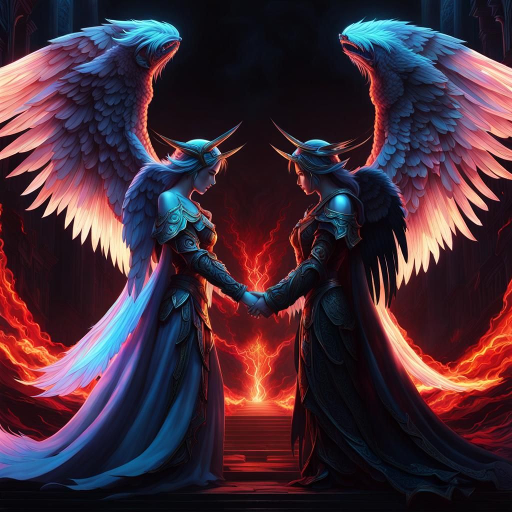 Angels and Demons Duality in Dark Fantasy Style