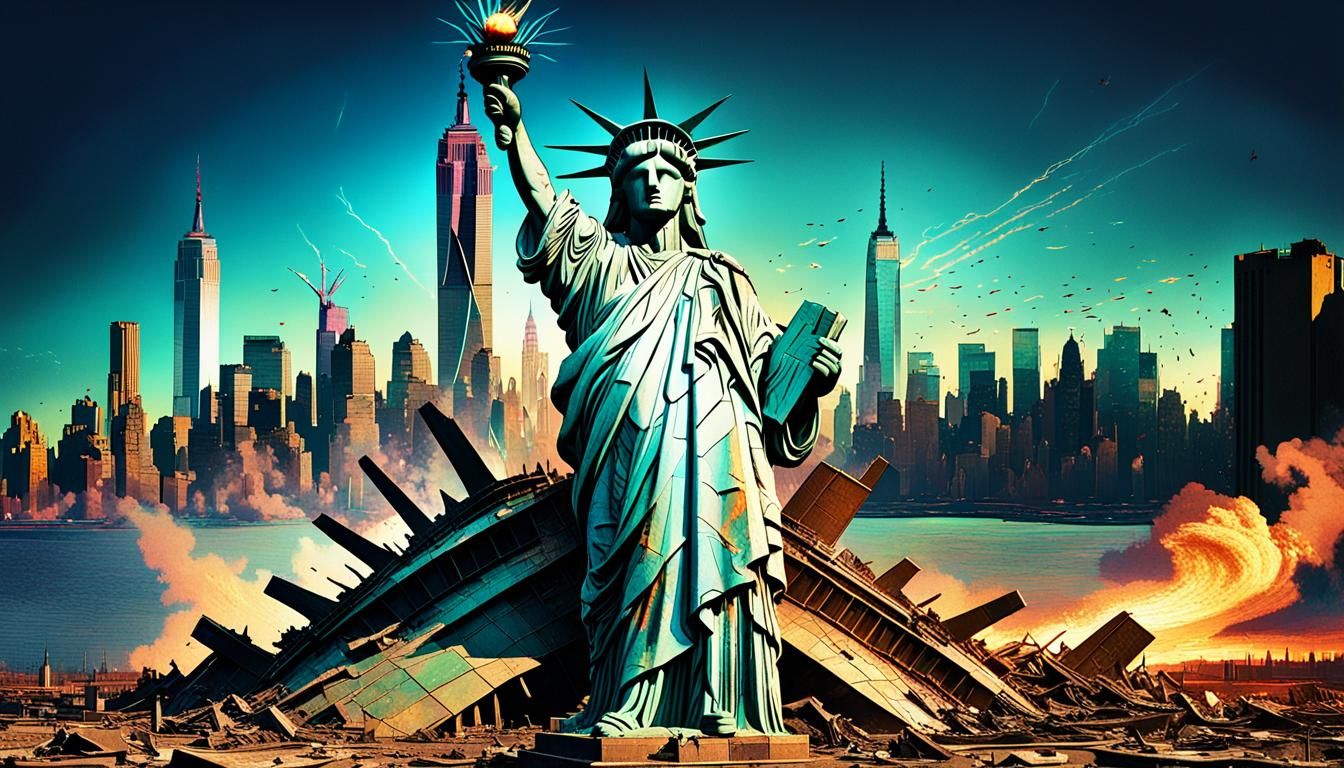 Statue of Liberty Emerges in Surreal Apocalyptic Art