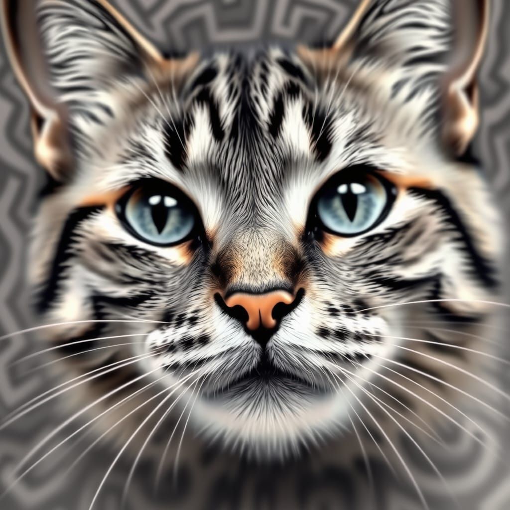 Maze Cat: Surreal Graphic Art of Feline