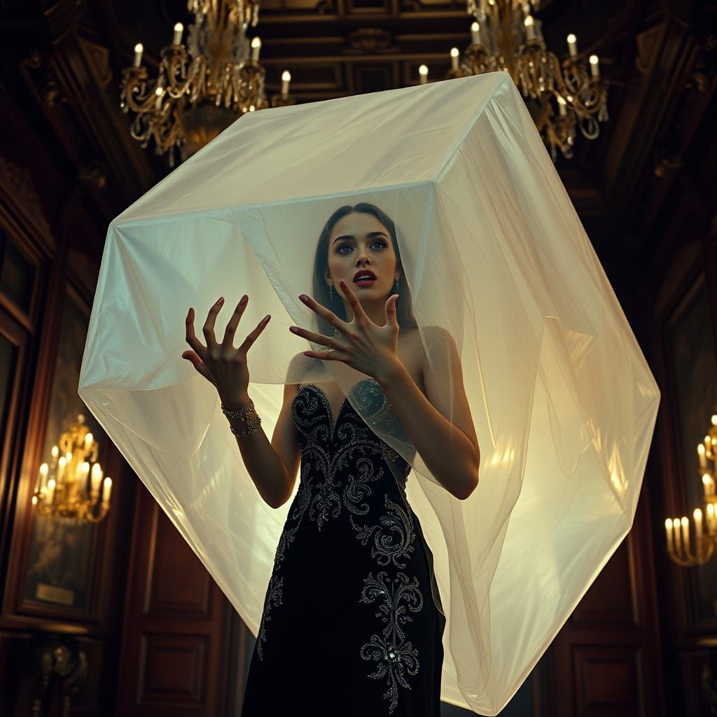Ethereal Woman Trapped in Iridescent Alien Slime