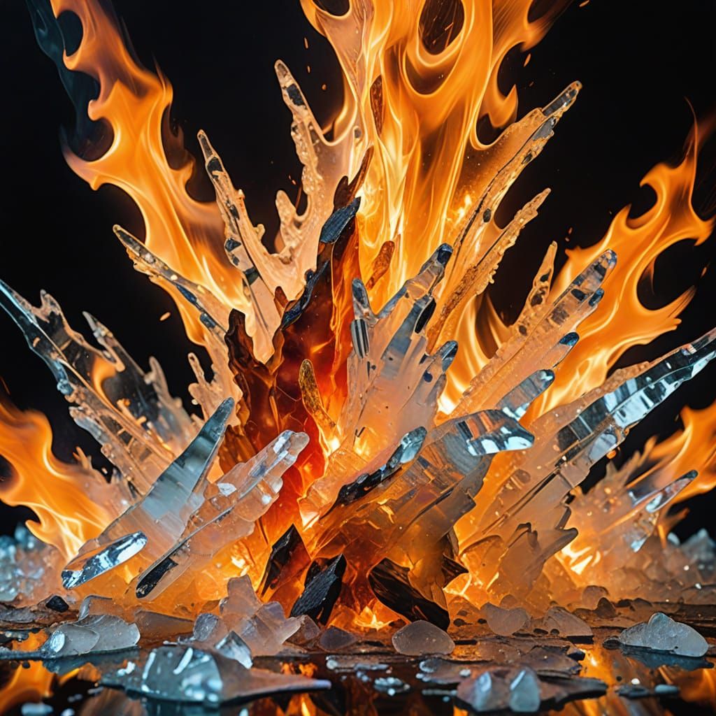 Fire and Ice Meeting in Surreal Impressionism