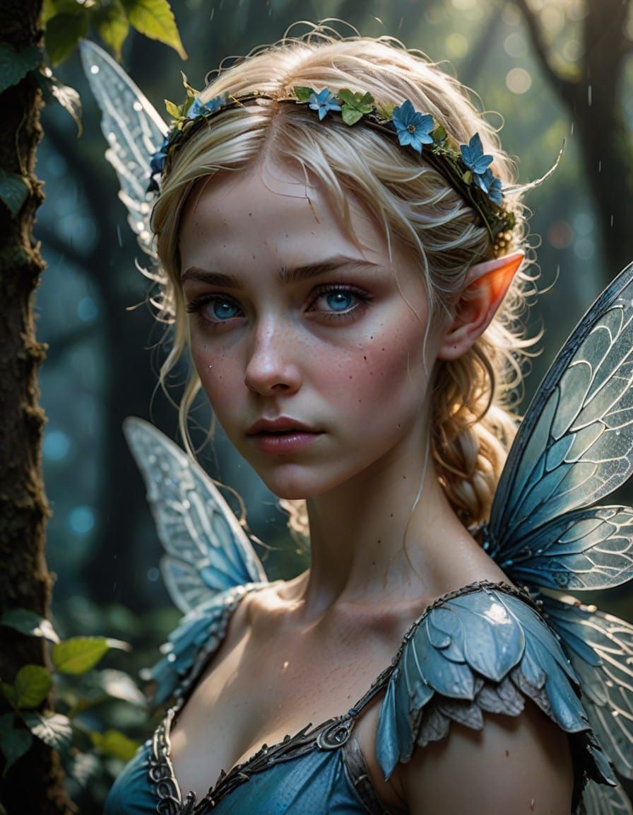 Angry Pixie Fairy in Moody Fantasy Landscape