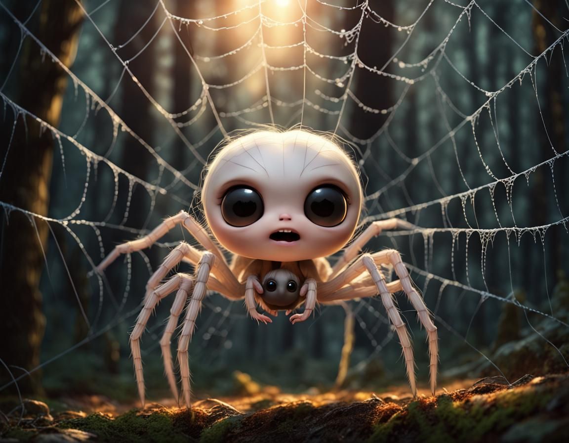 Chibi Spider Spinning a Breathtaking Web