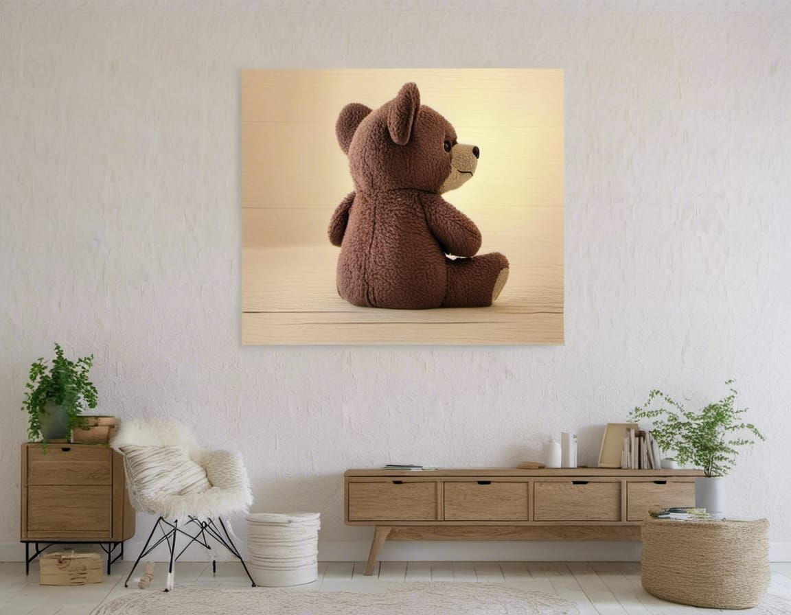 Teddy Bear in Cozy Attic Illustration