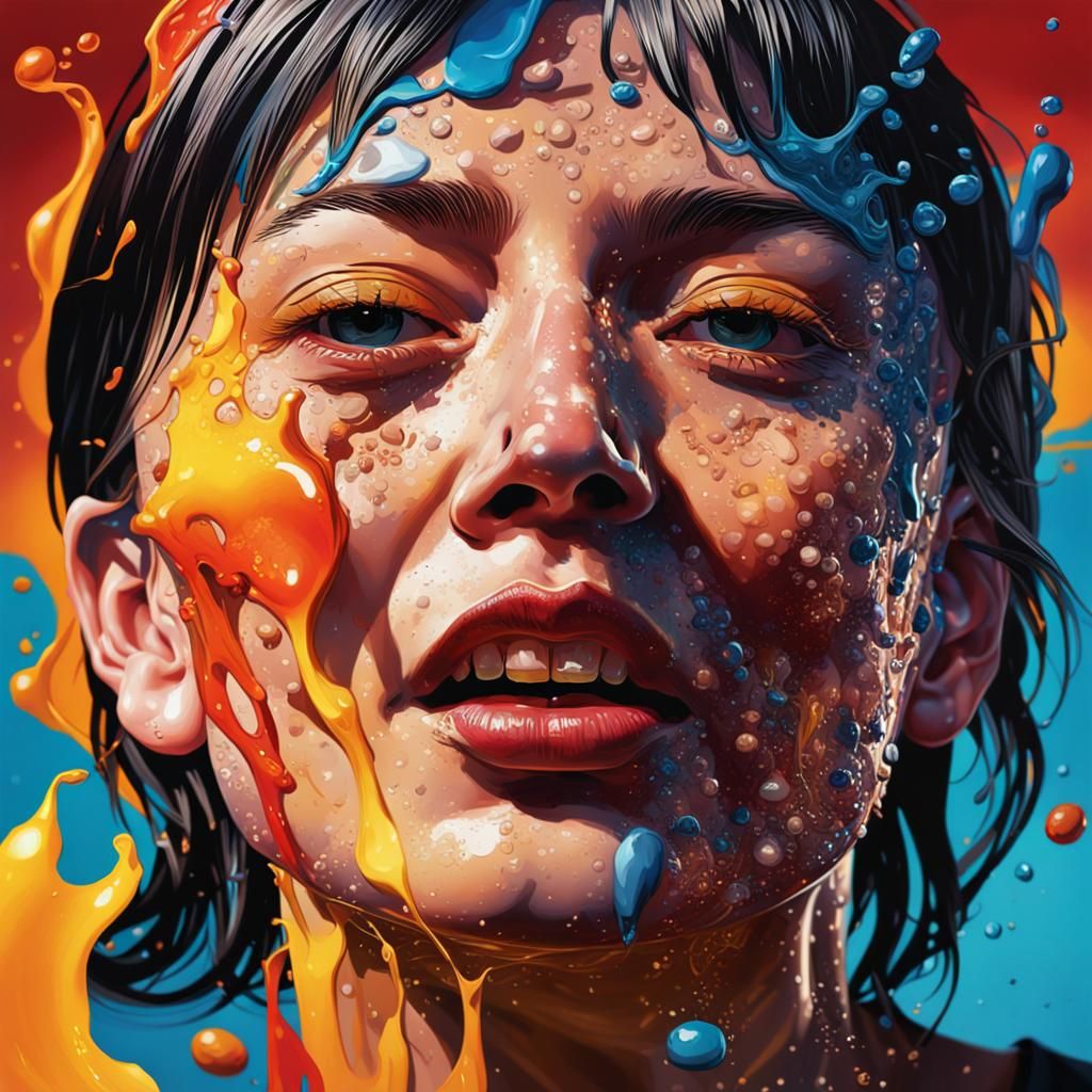 Hyperrealistic Splash Art: Dramatic Side-Lit Portrait