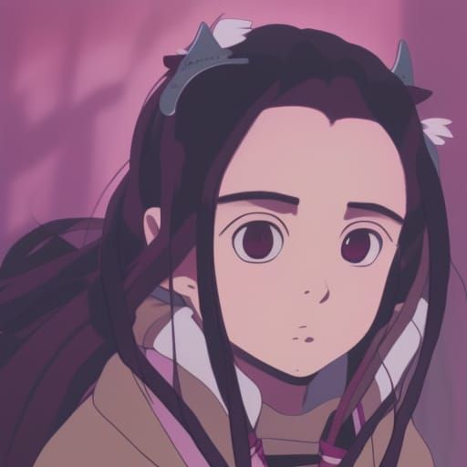 Nezuko from Demon Slayer in Ghibli Style