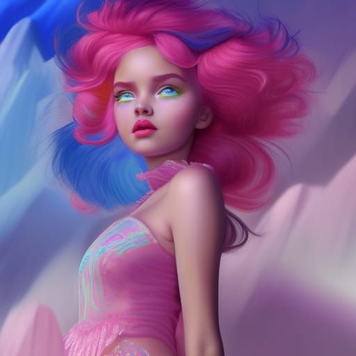 Cotton Candy Goddess in 3D Digital Art