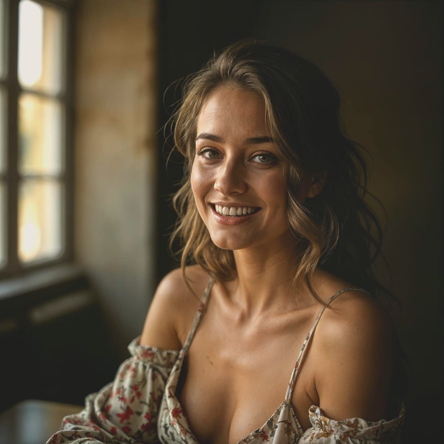 Smiling Woman Portrait in Cinematic Style
