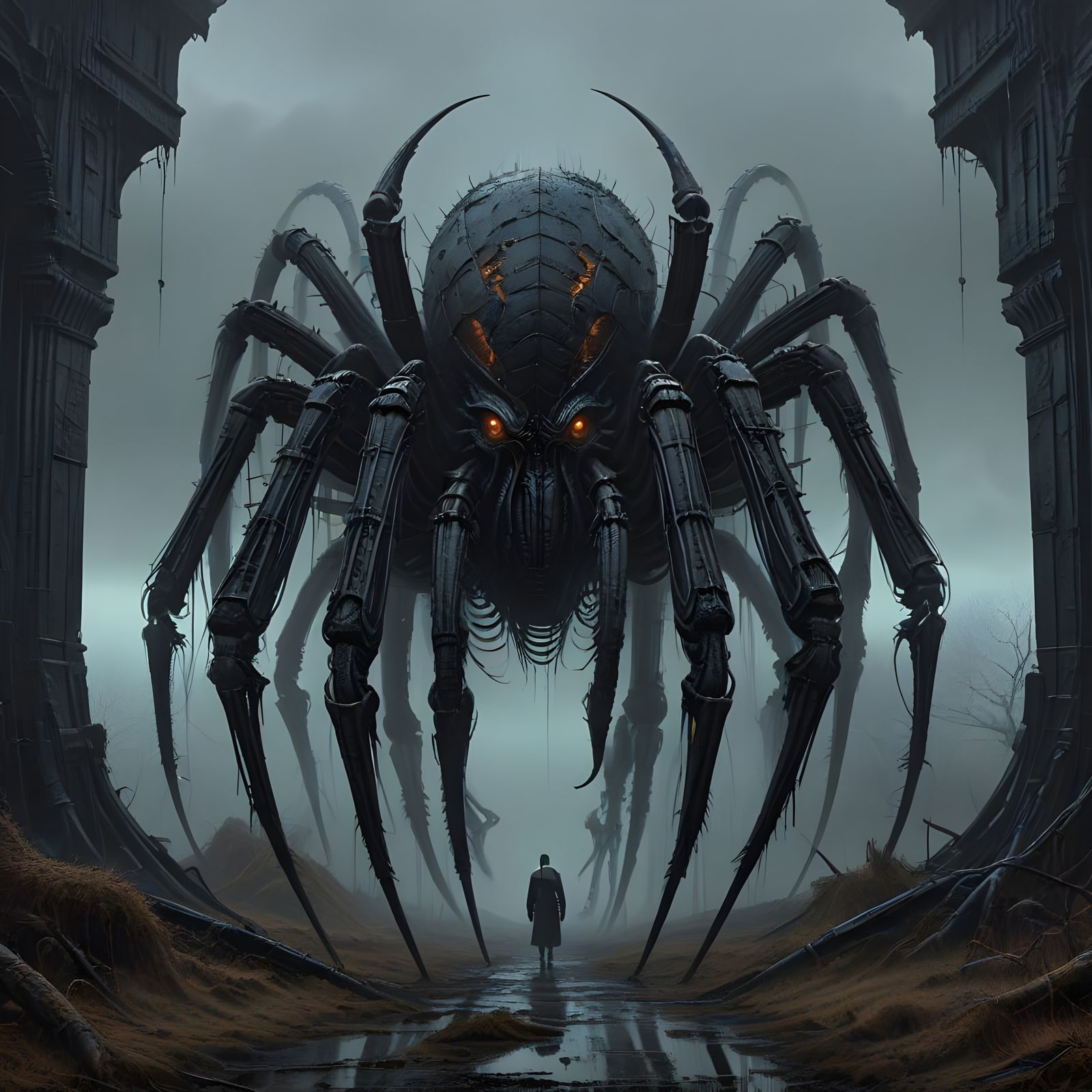 Giant Spider Emerges in Foreboding Portrait