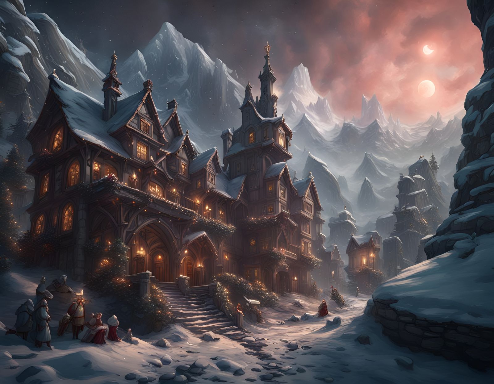 Detailed Matte Painting of Santa Claus in Fantasy Style