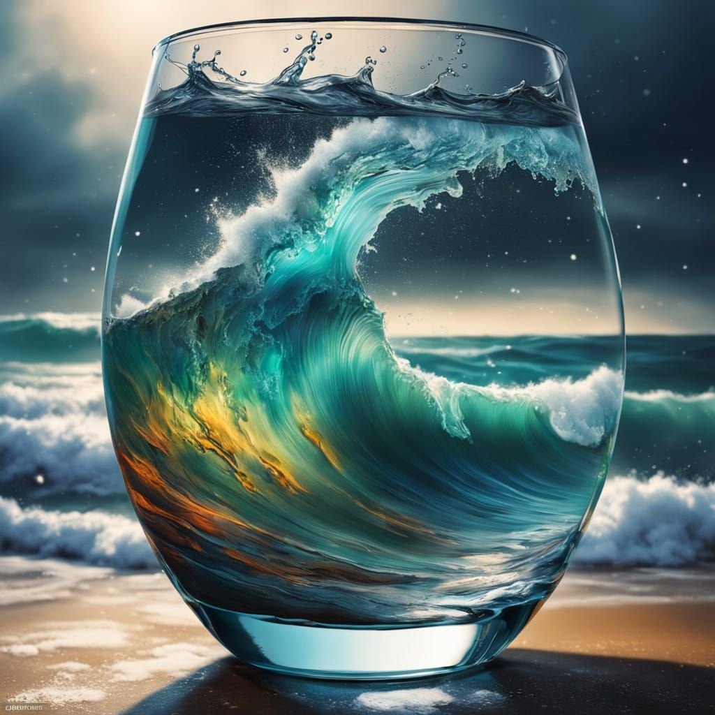 Hyperrealistic Glass Storm at Sea