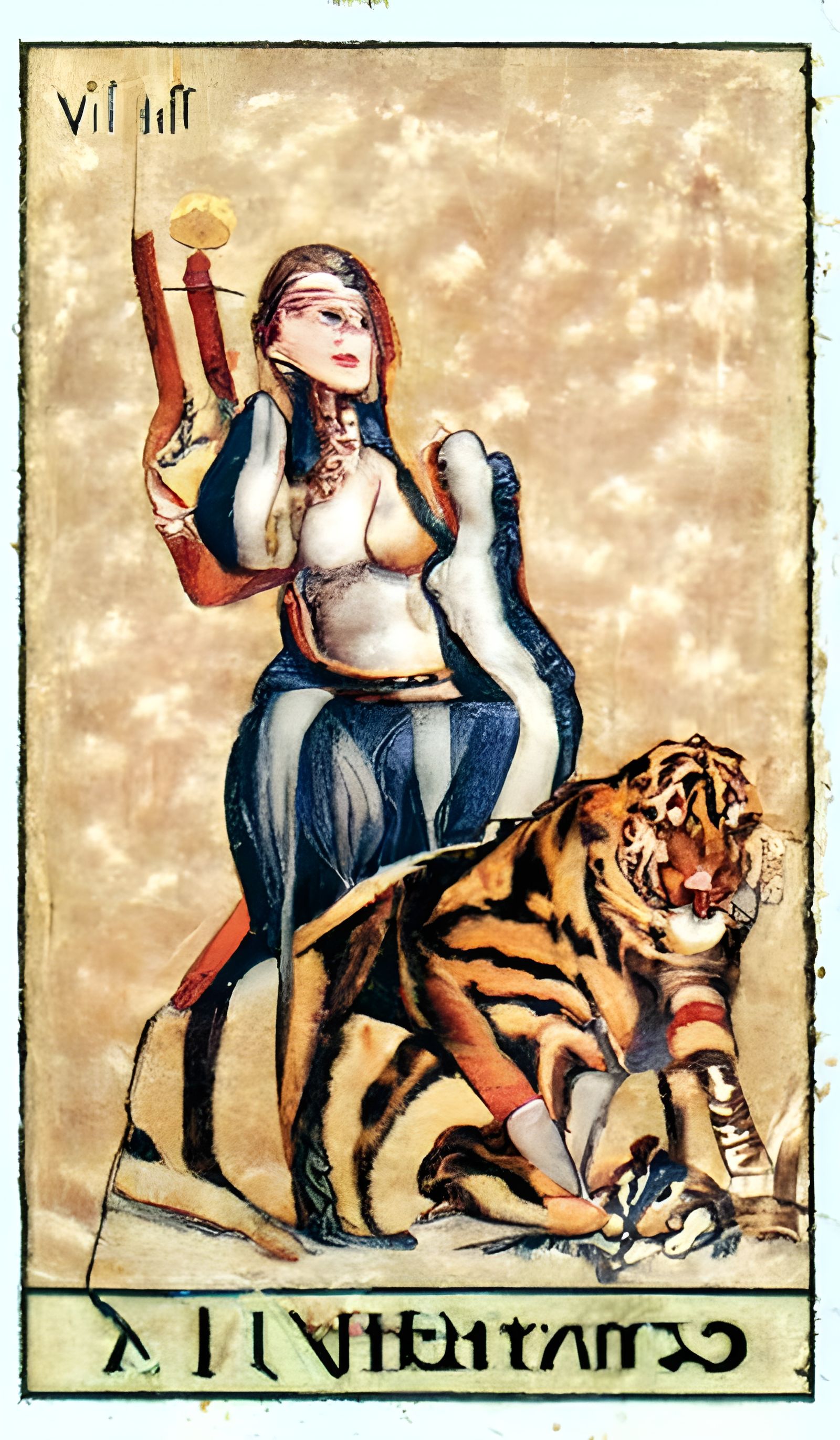 Strength Tarot Card: Woman and Tiger