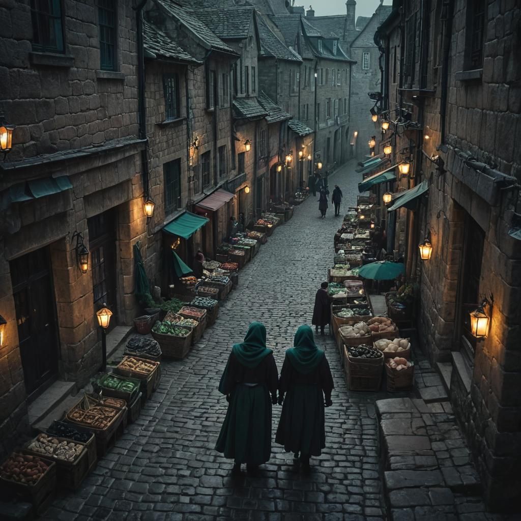 Fae Beings Shopping in a Magical Fantasy Market