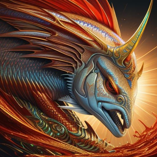 Regal Finned Fish in Vibrant Hyper-Realistic Style