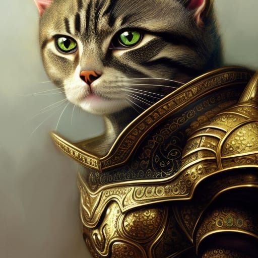Armored Cat Fantasy Digital Painting