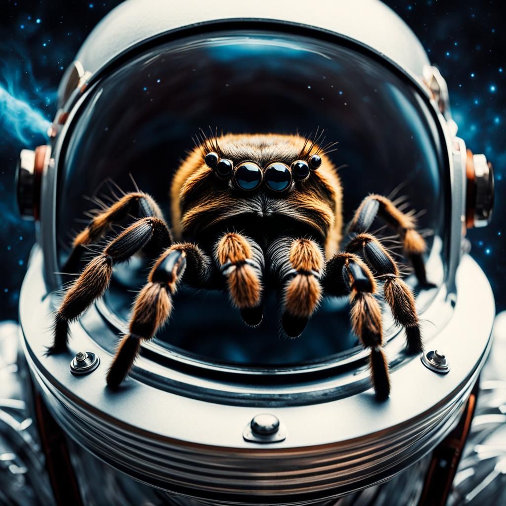 Tarantula in Space Helmet: An AI Generated Image