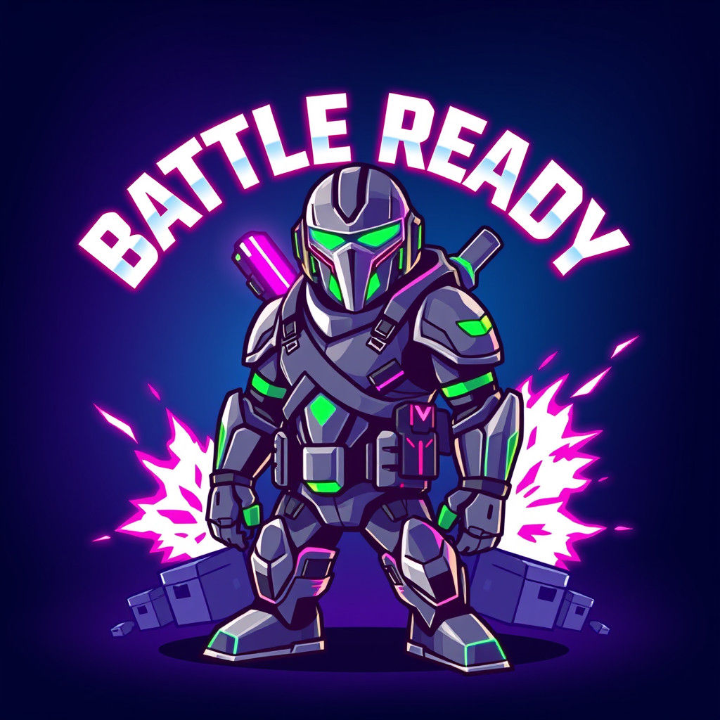 Futuristic Gaming Mascot in Metallic Armor