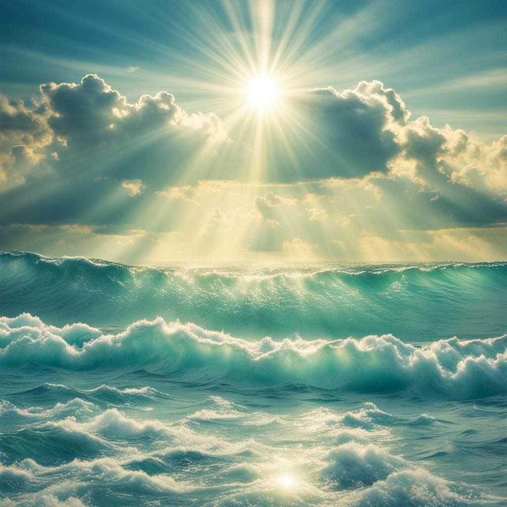 Gentle Morning Glory Over Ocean Waves in Soft Focus