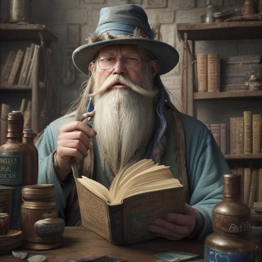Wizard's Workshop: Hyper-Detailed Digital Illustration