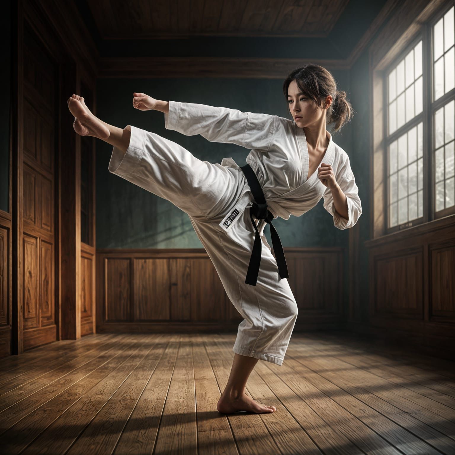 Korean woman and karate