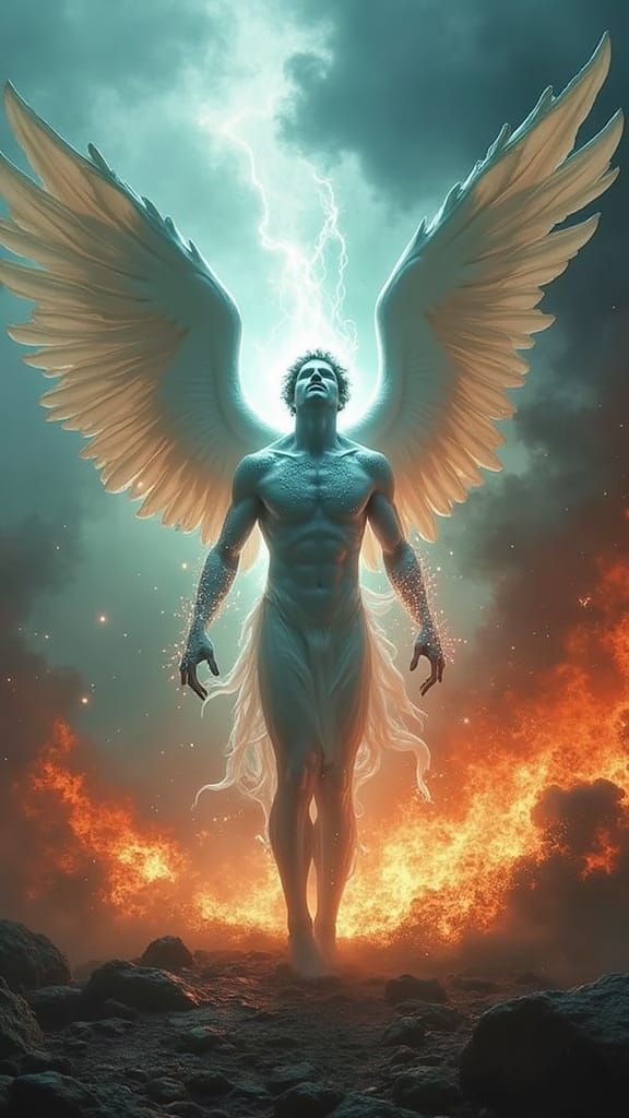 Ethereal Struggle: Angel and Demon Engage in Turbulent Vorte...
