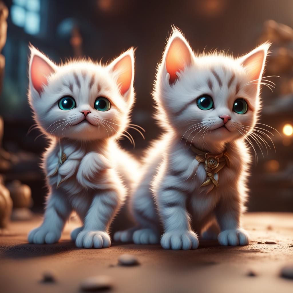 Cute Kittens in Detailed Fantasy Concept Art