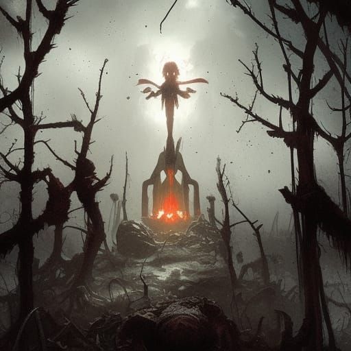 Sinister Atomic Grave: Dark Gothic Horror Art