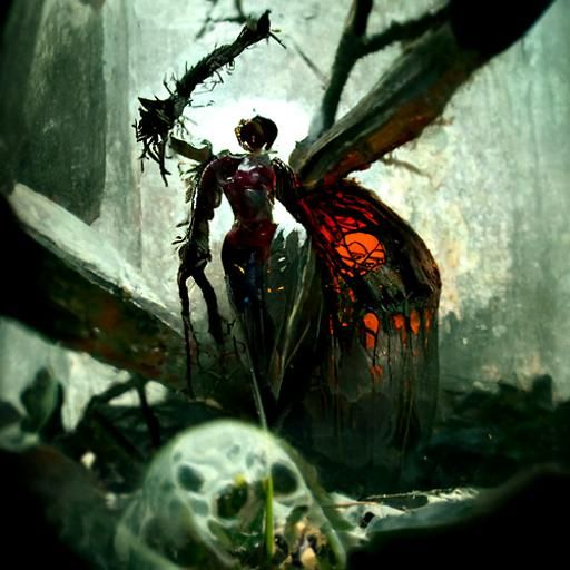 Sinister Tinkerbell with Skeleton Butterfly, Astral Illustra...