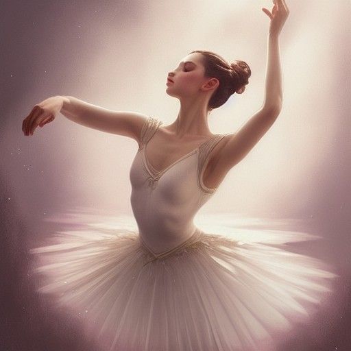 Elegant Ballerina in Lilac Silk Dress, Detailed Digital Art