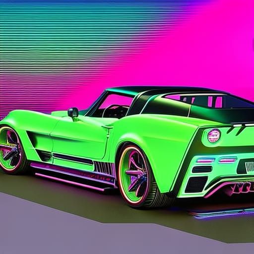 Synthwave Neon Retro Corvette Illustration