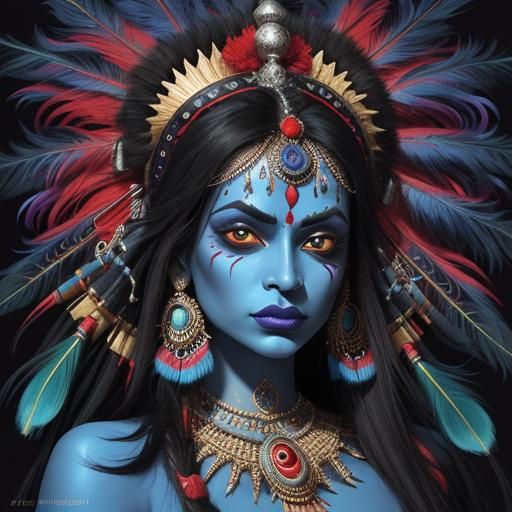 Goddess Kali: Abstract Expressionist Graphic Art Fusion