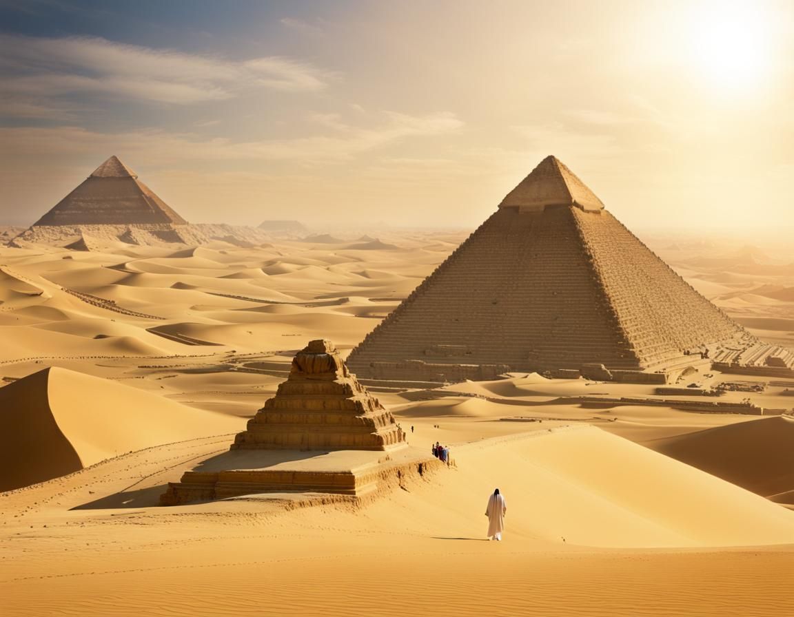 Jesus Christ with Giza Pyramid in Egypt