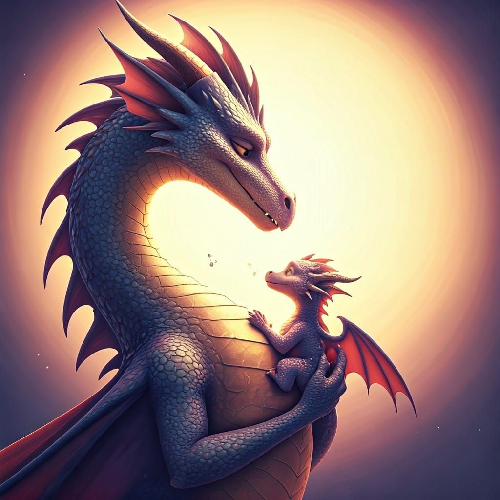 Mother Dragon Sings a Soothing Lullaby to Her Adoring Daught...