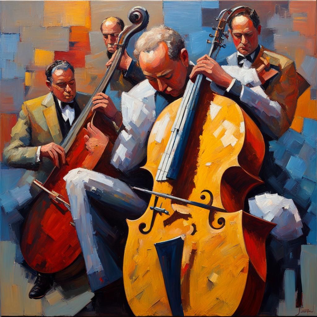 Abstract Impasto Jazz Painting in Geometric Style