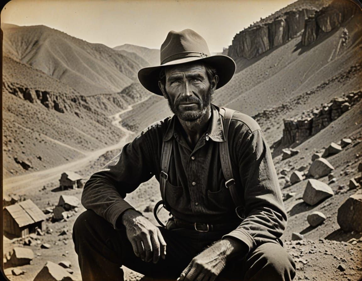 A Grizzled Miner in the Nineteenth-Century American West