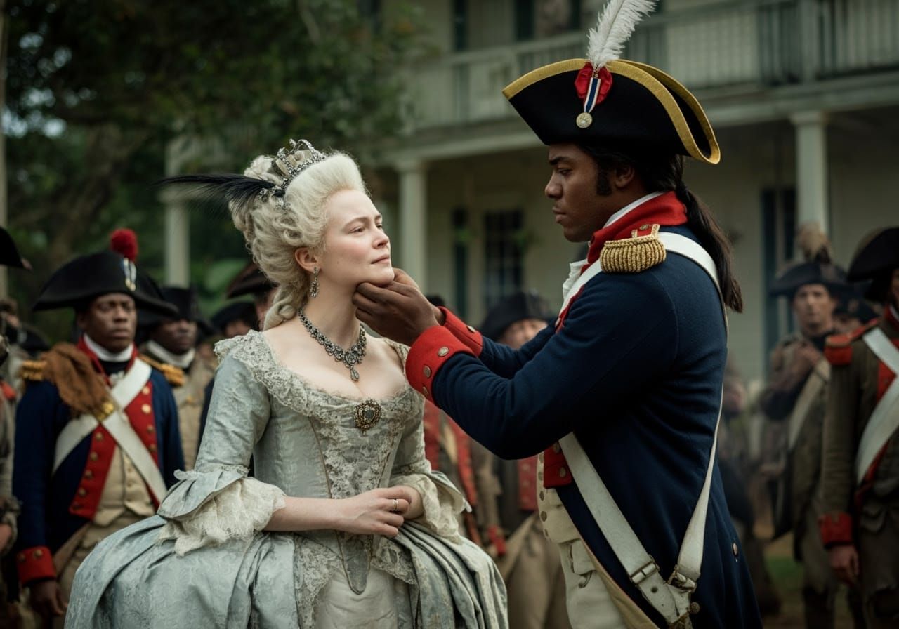 Duchess and Haitian Soldier in Dramatic Lighting