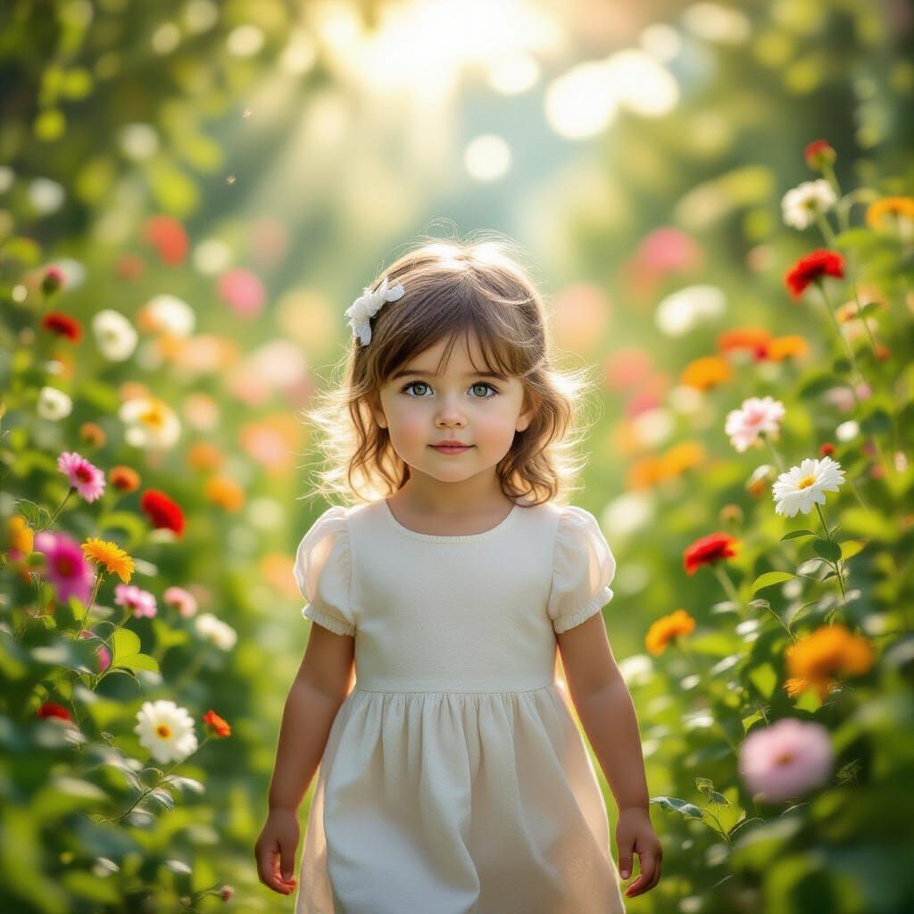 Cute Girl in Ethereal Garden