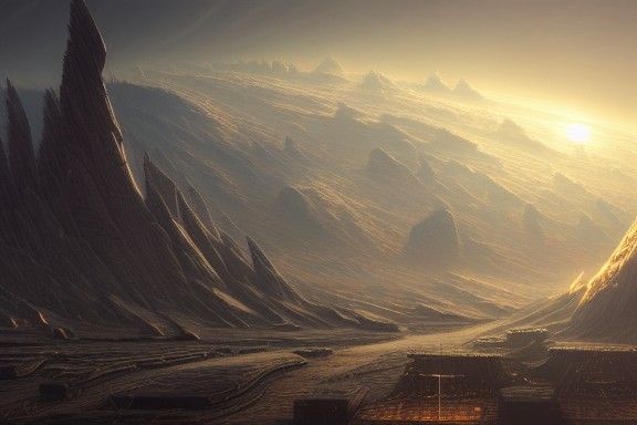 Futuristic Galactic Moonscape in Dystopian Sci-Fi Style
