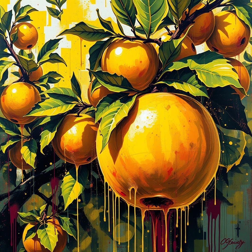 Vibrant Graffiti Apple Orchard in Polychromatic Color