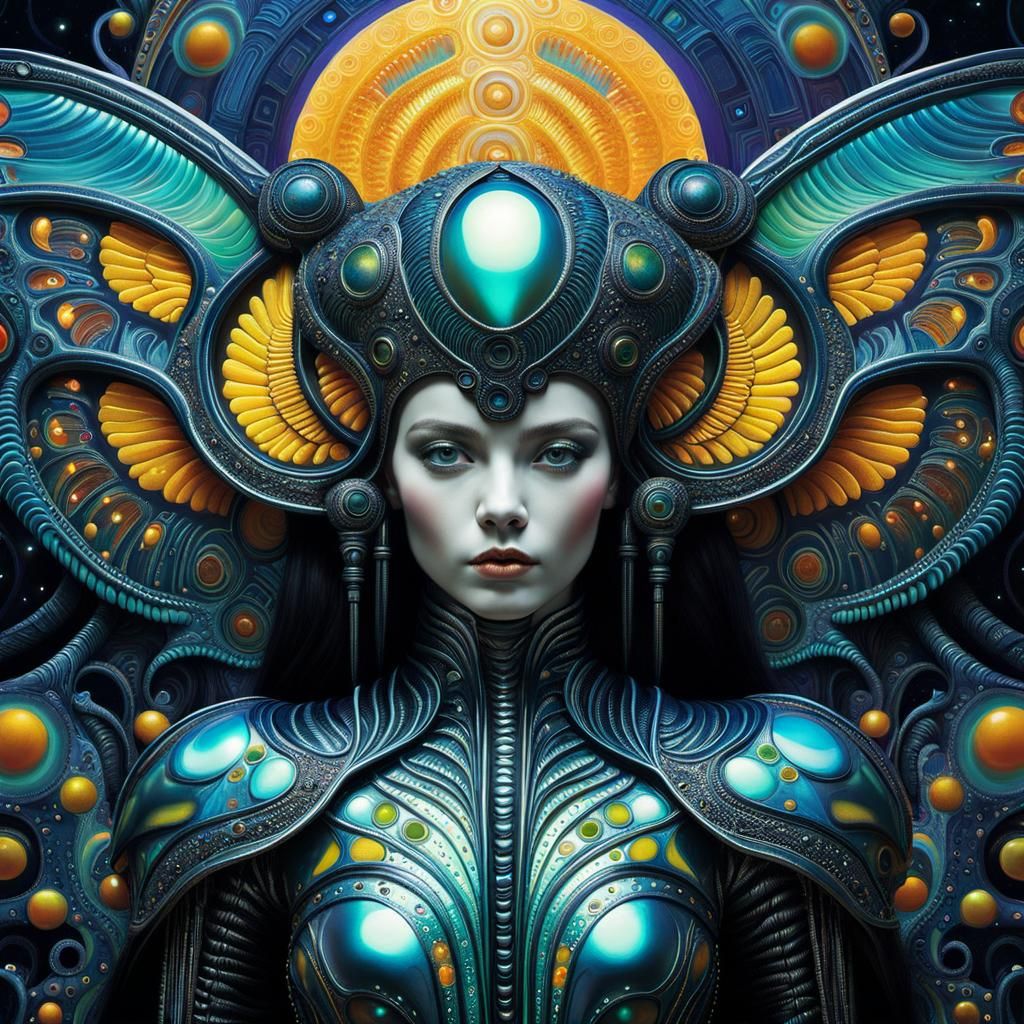 Bioluminescent Armor: A Klimt-Giger Inspired Fantasy
