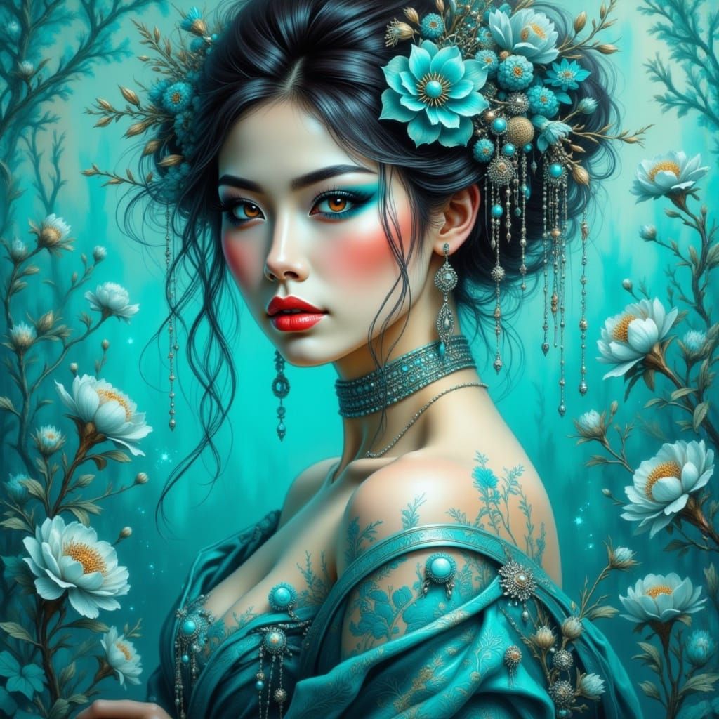 Crowned in Turquoise Blossoms