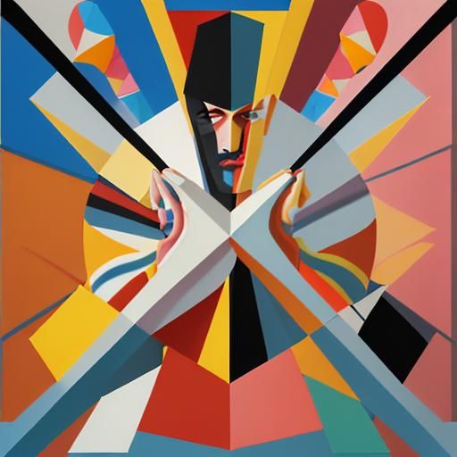 Freddie Mercury Cubist Art Deco Portrait