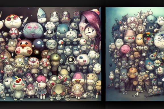 Ornate Plush Toys in Whimsical Comicbook Style