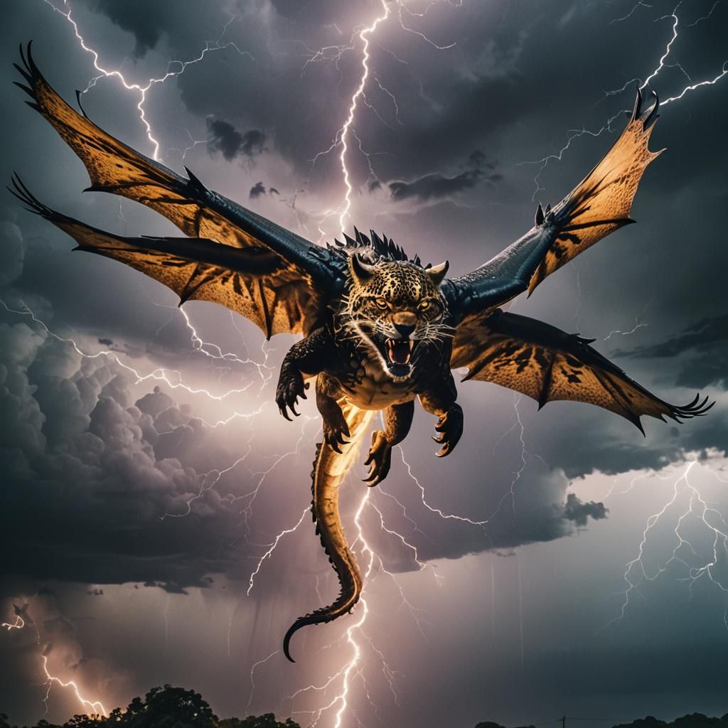 A fusion between a jaguar and dragon