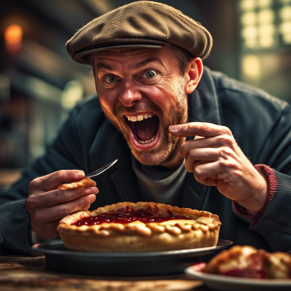 Hyperrealistic British Man and Meat Pie